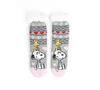 United Labels The Peanuts Snoopy Chaussettes de Chalet - Chaussettes d'intérieur pour femmes Chaussettes douces Chaussettes d'hiver moelleuses (Gris/Rose, Adulte, Femme, Numérique (de/à), M, 39, 42