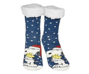 United Labels The Peanuts Snoopy Chaussettes de Chalet - Chaussettes d'intérieur pour femmes Chaussettes douces Chaussettes d'hiver moelleuses Bleu/Blanc, Adulte, Femme, Numérique (de/à), M, 39, 42