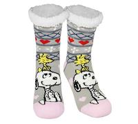 United Labels The Peanuts Snoopy Chaussettes de Chalet - Chaussettes Douces d'Hiver Moelleuses pour Femmes, Gris/Rose, Adulte, Femme, Numérique (de/à), M, 35, 38