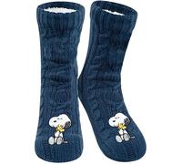 United Labels The Peanuts Snoopy Chaussettes de maison en tricot pour femme Chaussettes douillettes d'hiver chaudes Bleu, bleu, 39-42