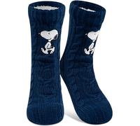 United Labels The Peanuts Snoopy Chaussettes douillettes pour femme, bleues, taille unique 38-43, chaussettes stoppeurs moelleuses avec doublure sherpa, chaussettes chaudes, chaussettes de refuge