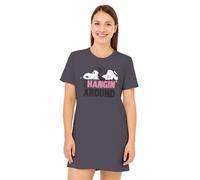 United Labels The Peanuts Snoopy Chemise de nuit pour femme - Just Hangin Around Chemise de nuit pyjama manches courtes Haut gris, gris, M