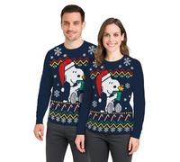 United Labels The Peanuts Snoopy Pull de Noël unisexe Bleu Hiver Pull tricoté Ugly Christmas Sweater pour homme et femme, bleu, L