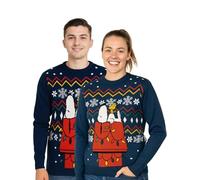United Labels The Peanuts Snoopy Pull de Noël unisexe Bleu Hiver Pull tricoté Ugly Christmas Sweater pour homme et femme, bleu, M