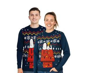 United Labels The Peanuts Snoopy Pull de Noël unisexe Bleu Hiver Pull tricoté Ugly Christmas Sweater pour homme et femme, bleu, L