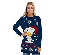 United Labels The Peanuts Snoopy Robe tricotée, Bleu, Warm Kisses, Robe d'hiver pour femmes, Robe à manches longues, Robe de Noël, bleu, XL