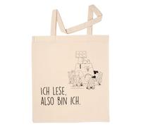 United Labels The Peanuts Snoopy Sac en toile de jute avec inscription en anglais « Ich lese, also bin ich bin ich bin ich bin », beige, Taille unique