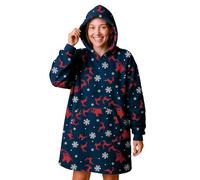 United Labels X-Mas Hoodie Oversize pour Femme - Père Noël, Sweat Plaid Douillet, Pull Couverture Moelleux, Bleu (Tailles XL/XXL)