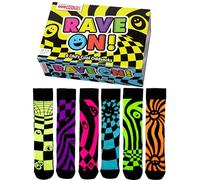 United Oddsocks Coffret cadeau Rave On 6 Odd Socks | Unisexe UK 5-10 | EUR 38-44 | US 6-11, multicolore, taille unique
