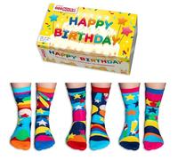 United Oddsocks Happy Birthday Box 6 Oddsocks for Kids UK 12-5.5 EUR 30.5-38.5