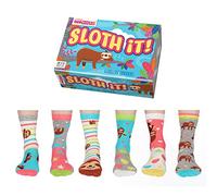United Oddsocks Sloth It Lot de 6 paires de chaussettes pour femme Taille 37-42, multicolore, 4-8