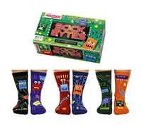 United Oddsocks Sock Bytes, 6 chaussettes Oddsocks pour enfants UK 12-5,5, EUR 30,5-38,5, US 13,5-8 - Chaussettes colorées sur le thème du circuit - Coffret cadeau pour garçons et filles qui aiment la