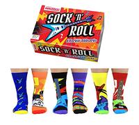 United Oddsocks - Sock n Roll - Boîte de 6 chaussettes colorées Mix & Match Rock and Roll pour homme, 39-46 | US 7-12. Cadeau amusant et insolite pour anniversaire, Noël, fête des pères pour homme,
