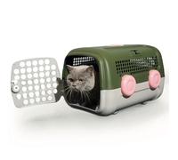 UNITED PETS A.U.T.O. - Transporteur Rigide pour Chiens et Chats, de Design, fabriqué en Italie, Vert/Gris Taupe, avec Tapis hygiénique, 51 x 37 x 33 cm, Transport de Voyage