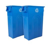 United Solutions Highboy Lot de 2 récipients de recyclage, 79 litres, profil fin et retrait facile du sac pour une utilisation en intérieur ou en extérieur, bleu recyclé