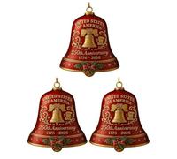 United States 250th Anniversary Bell Ornament,Christmas Gold 250th Anniversarybell Ornament,Vintage-Style Metal Commemorative Doorbell for Patriotic Holidays, Christmas Tree s(Red,3pc)