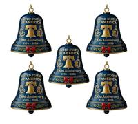 United States 250th Anniversary Bell Ornament, Metal Hanging Bell Christmas Tree Decorations, Handmade Metal Guardian Bells, Christmas Gold 250th Anniversarybell Ornament (Blue,5PCS)