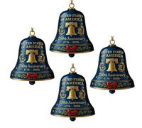 United States 250th Anniversary Bell Ornament, Metal Hanging Bell Christmas Tree Decorations, Handmade Metal Guardian Bells, Christmas Gold 250th Anniversarybell Ornament (Blue,4PCS)