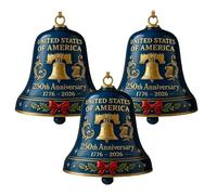 United States 250th Anniversary Bell Ornament, Metal Hanging Bell Christmas Tree Decorations, Handmade Metal Guardian Bells, Christmas Gold 250th Anniversarybell Ornament (Blue,3PCS)