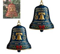 United States 250th Anniversary Bell Ornament, Metal Hanging Bell Christmas Tree Decorations, Handmade Metal Guardian Bells, Christmas Gold 250th Anniversarybell Ornament (Blue,2PCS)