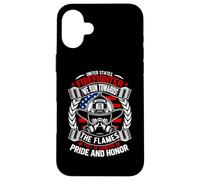 United States Firefighter We Run Towards The Flames Coque pour iPhone 16 Plus