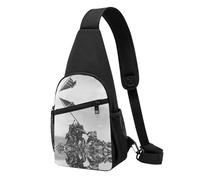 United States Marine Sac à bandoulière décontracté Sac à bandoulière Sac de poitrine en polyester durable avec plusieurs poches et porte-clés Sangle réglable pour homme et femme
