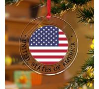 United_States of America Décoration de Noël Carte du Monde Drapeau Drôle Souvenir Disques Acrylique Transparent Drapeaux National Country Flags Sailor Sailing Pendentif pour Décoration de Sapin de
