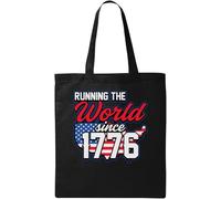 United States of America Running The World Since 1776 Sac fourre-tout en coton écologique naturel Noir, Noir , Taille unique