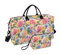 United States Rose Beauty Summer Flowers Colorful Decorative Overnight Carry On Tote and Bagages Sports Gym Tote Bag with Toiletry Bag for Yoga Waterproof bolso de para Mujer