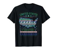United States Shirt Christmas Map Ugly Sweater Reindeer Xmas T-Shirt