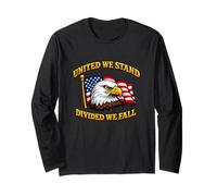 United We Stand Divided We Fall Patriotic America Drapeau Citation Manche Longue
