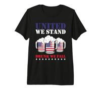 United We Stand Drunk We Fall Drinking Beer 4th of July T-Shirt Haut de Gamme