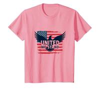 United We Stand Emblème Patriotique Aigle Drapeau américain T-Shirt, Enfant, Rose, 3 Ans