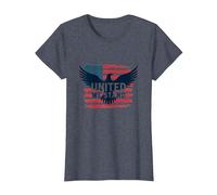 United We Stand Emblème Patriotique Aigle Drapeau américain T-Shirt, Femme, Bleu Chiné, XXL
