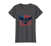 United We Stand Emblème Patriotique Aigle Drapeau américain T-Shirt, Femme, Chiné Foncé, XL