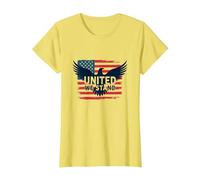 United We Stand Emblème Patriotique Aigle Drapeau américain T-Shirt, Femme, Citron, M
