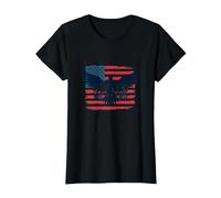 United We Stand Emblème Patriotique Aigle Drapeau américain T-Shirt, Femme, Noir, XL