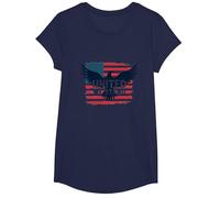 United We Stand Emblème Patriotique Aigle Drapeau américain T-Shirt, Fille, Bleu Marine, M