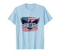 United We Stand Emblème Patriotique Aigle Drapeau américain T-Shirt, Homme, Bleu Céleste, XXL