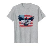 United We Stand Emblème Patriotique Aigle Drapeau américain T-Shirt, Homme, Gris Chiné, 3XL