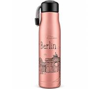 United1871 Gourde isotherme Berlin Skyline - 500 ml - Rose | Bouteille isotherme avec motif Berlin. Double paroi en acier inoxydable, isolation sous vide, anti-fuite, 500 ml.
