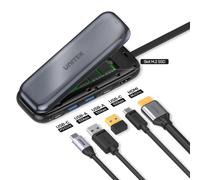 Unitek D1046A uHUB H6 Storage 6 en 1 USB-C M.2 SSD Storage Hub avec données 10 Gbps, HDMI et PD 100 W/Interface M.2 / 4K @ 60 Hz UHD/Surface en Alliage d'aluminium Poli Brillant