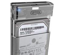 Unitek Boîtier pour Disque Dur 2,5"/SSD SATA I/II/III avec Protection Externe pour Disque Dur et câble 3.0 intégré Montage sans Outil Transparent