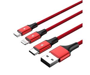 UNITEK C4049RD câble USB 1,2 m USB A USB C/Micro-USB B/Lightning Rouge