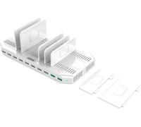 UNITEK Chargeur USB 10 ports con station de Docking/Organizer pour Smartphone, Tablet, 2 QC Ports 3.0 96 W, Universal, Y-2190A, Blanc, 96 W con 8 Ports USB + 2 Ports qc 3.0