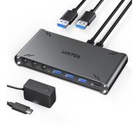 Unitek Commutateur HDMI KVM double hôte un moniteur USB C Type-C Commutateur HDMI avec 3 ports USB 10 Gbit/s 2 ports USB 2.0 Partage multi-appareils 4K @ 30 Hz Transfert de fichiers compatible PC/Mac