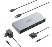 Unitek Commutateur KVM HDMI USB 3.0, 1 moniteur, 2 ordinateurs, commutateurs KVM 4K @ 60 Hz, 4 ports USB pour 2 ordinateurs, partage, moniteur, clavier, souris, disques durs 5 Gbit/s, 2 câbles