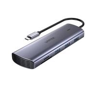 UNITEK D1113A Hub USB-C 9 en 1 (3 ports USB-A 5 Gbit/s + SD/Micro SD + Gigabit Ethernet + VGA + HDMI 4K 30 Hz + PD 100 W), gris sidéral.