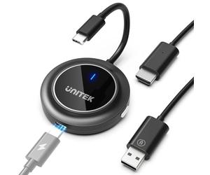 Unitek Émetteur et récepteur HDMI USB C sans fil avec PD3.0, transmission sans fil HDMI, extension sans fil FHD pour streaming vidéo audio depuis ordinateur portable, PC vers HDTV, projecteur