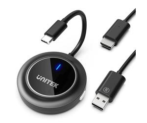 Unitek Émetteur et récepteur sans fil USB C vers HDMI 5G USB C HDMI pour streaming vidéo audio depuis ordinateur portable, PC vers HDTV, projecteur, extendeur sans fil FHD, récepteur satellite HD